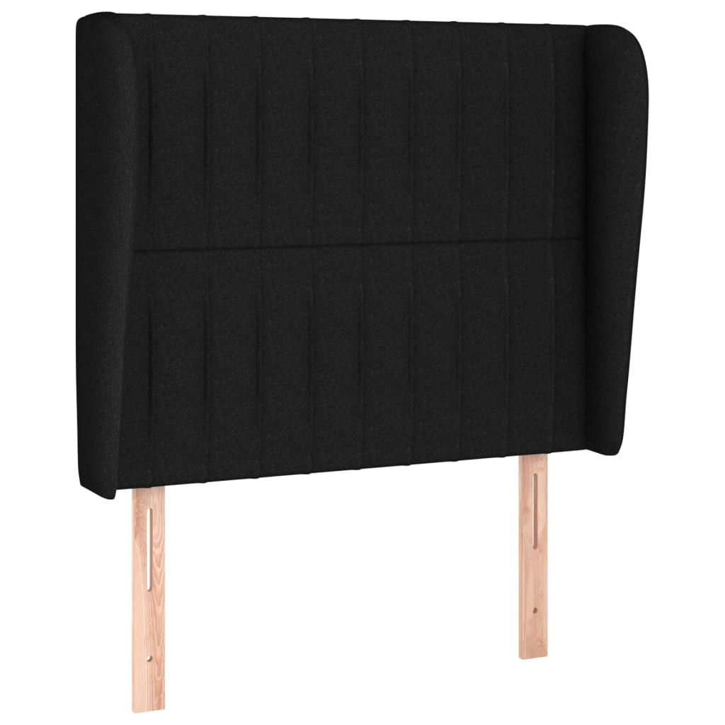 Uzglavlje s ušima crno 93x23x118/128 cm od tkanine