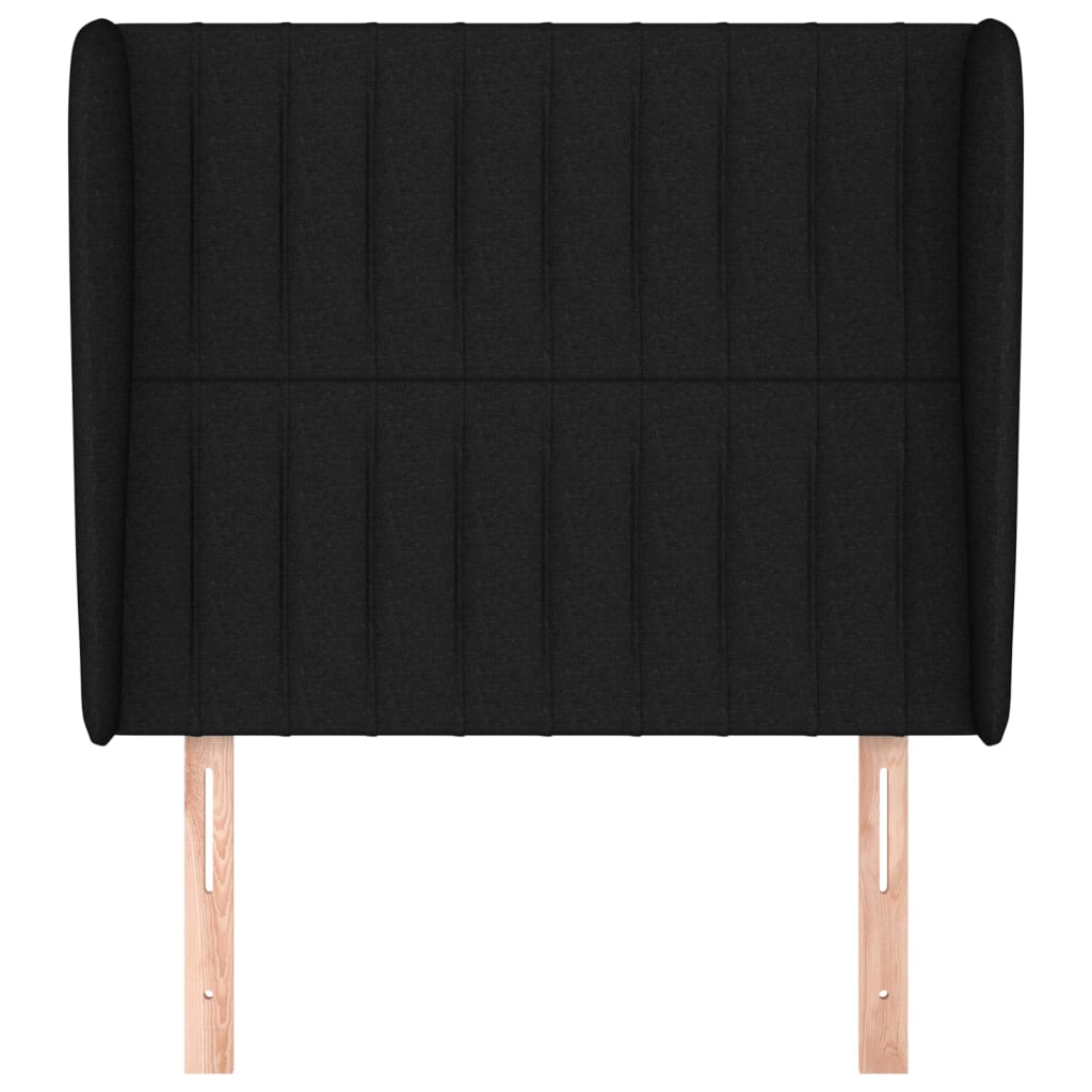 Uzglavlje s ušima crno 93x23x118/128 cm od tkanine