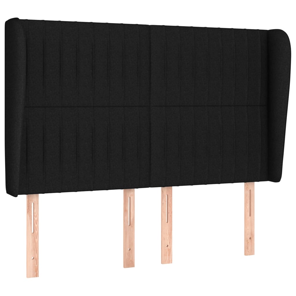 Uzglavlje s ušima crno 147x23x118/128 cm od tkanine