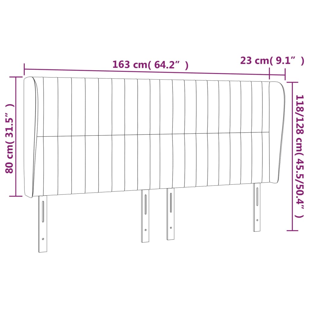 Uzglavlje s ušima krem 163x23x118/128 cm od tkanine