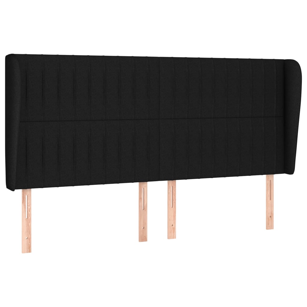 Uzglavlje s ušima crno 203x23x118/128 cm od tkanine