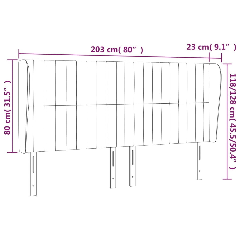 Uzglavlje s ušima krem 203x23x118/128 cm od tkanine