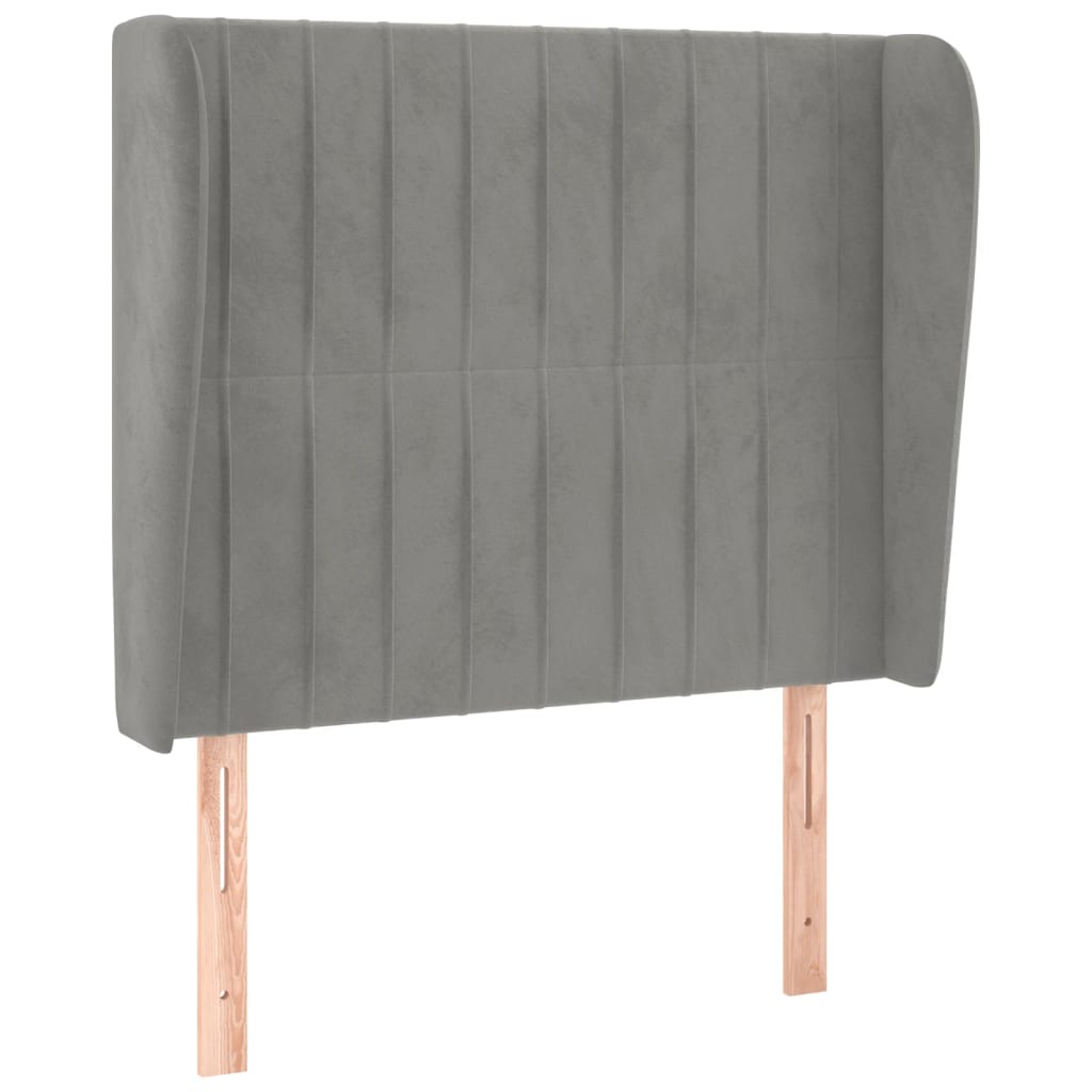 Uzglavlje s ušima svjetlosivo 93x23x118/128 cm baršunasto