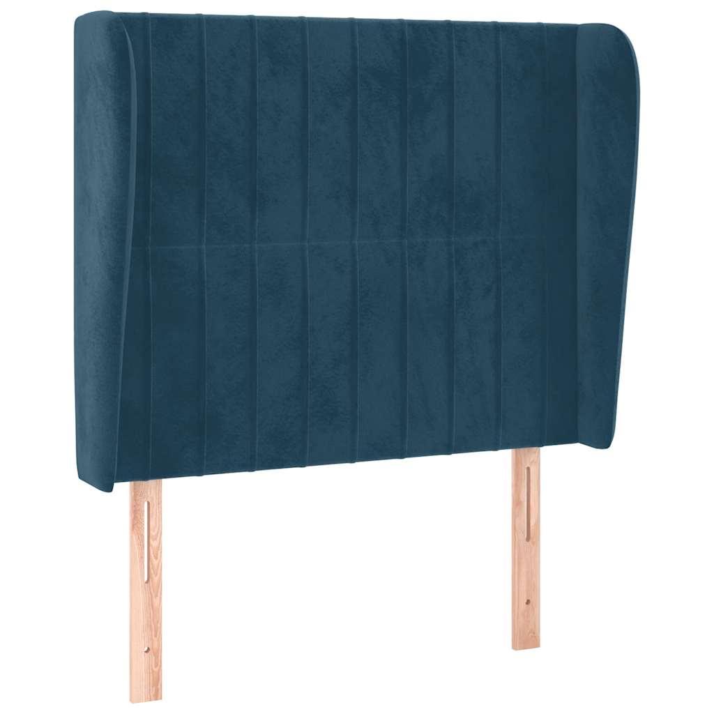 Uzglavlje s ušima tamnoplavo 93x23x118/128 cm baršunasto