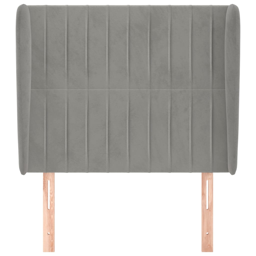 Uzglavlje s ušima svjetlosivo 103x23x118/128 cm baršunasto