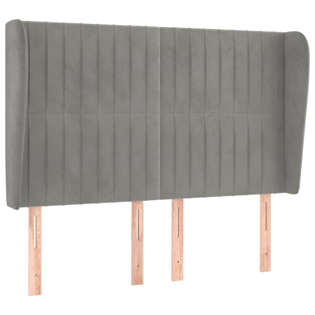 Uzglavlje s ušima svjetlosivo 147x23x118/128 cm baršunasto