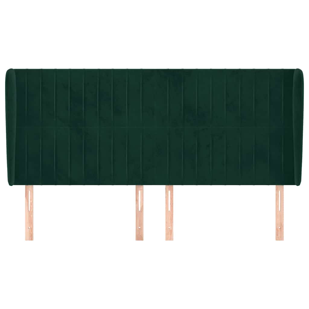 Uzglavlje s ušima tamnozeleno 163x23x118/128 cm baršunasto