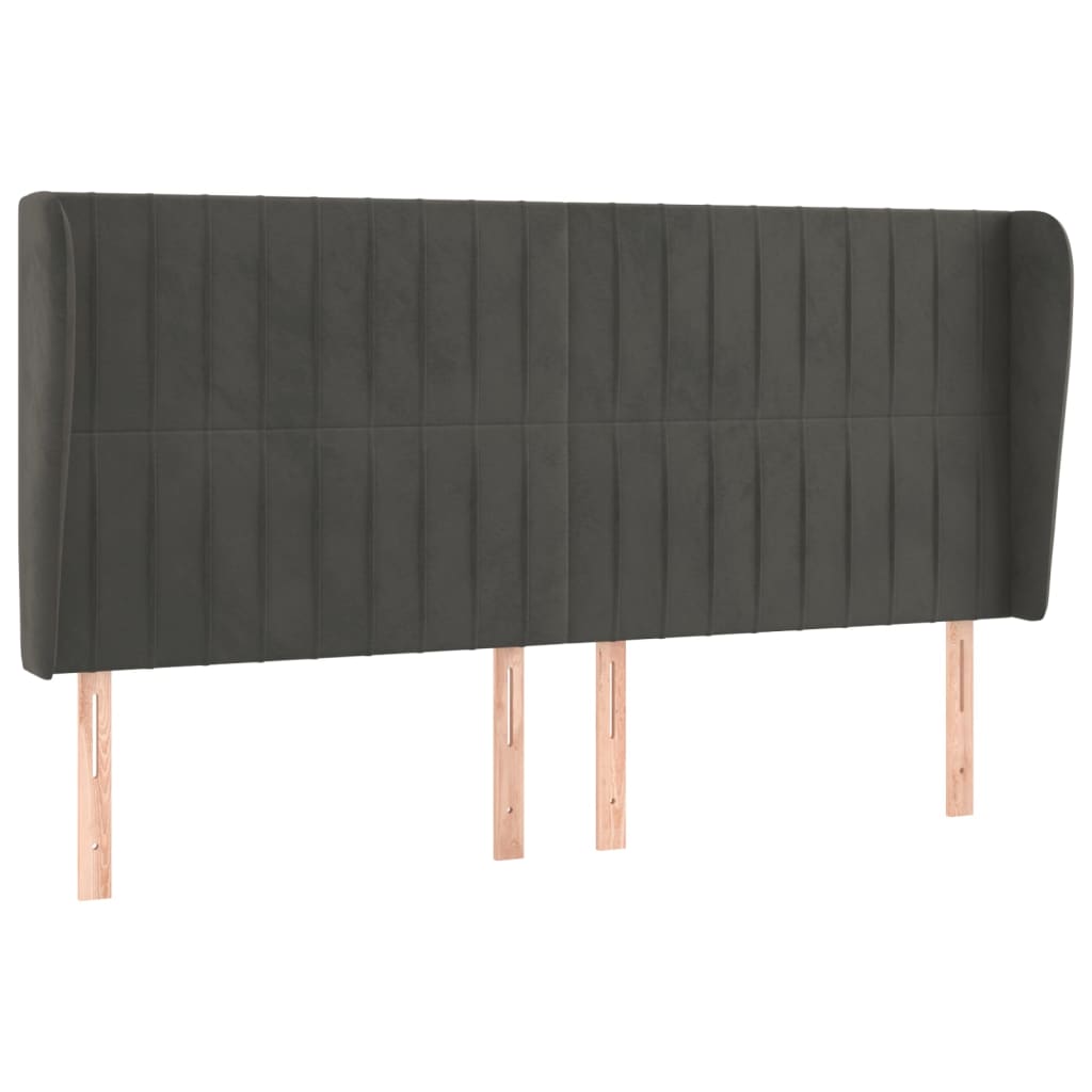 Uzglavlje s ušima tamnosivo 183x23x118/128 cm baršunasto