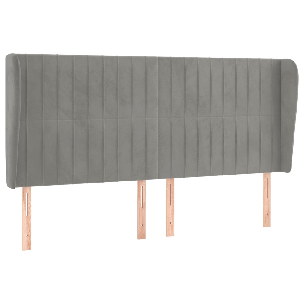 Uzglavlje s ušima svjetlosivo 203x23x118/128 cm baršunasto