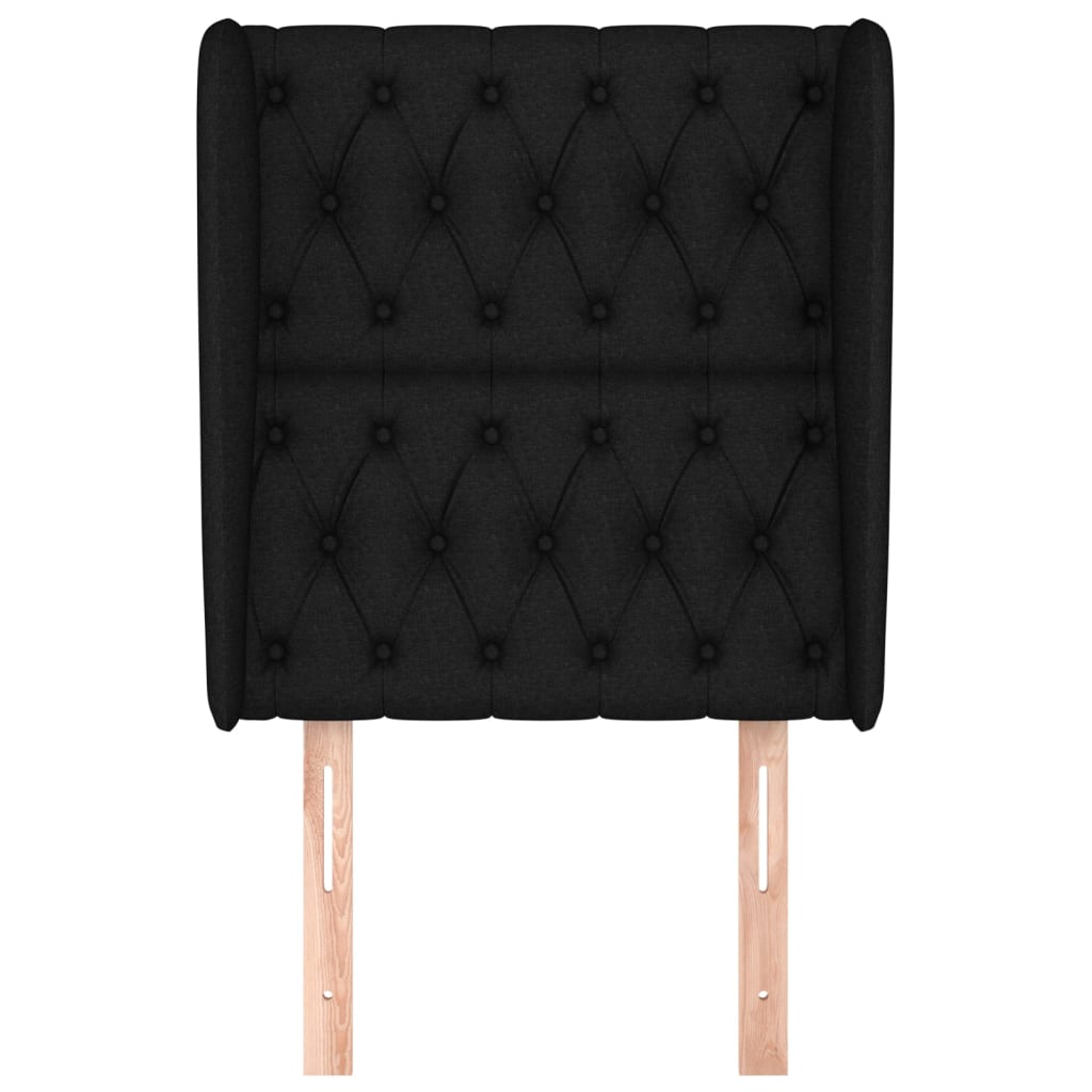 Uzglavlje s ušima crno 83 x 23 x 118/128 cm od tkanine