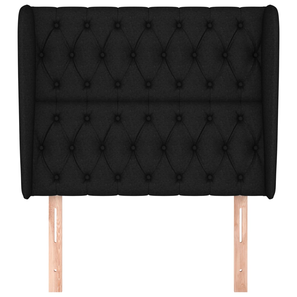 Uzglavlje s ušima crno 103x23x118/128 cm od tkanine