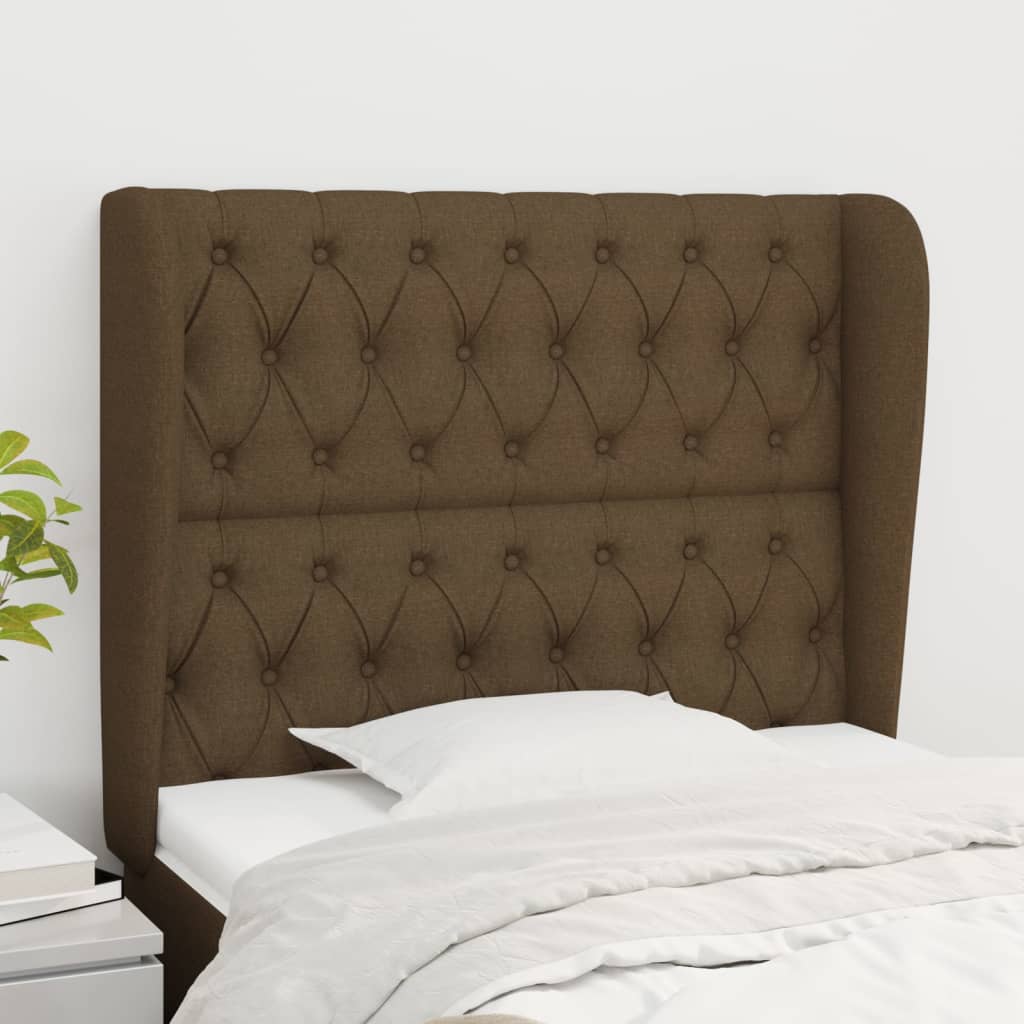 Uzglavlje s ušima tamnosmeđe 103x23x118/128 cm od tkanine