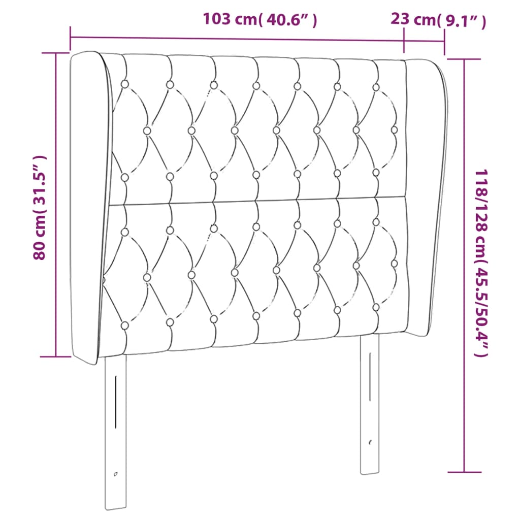 Uzglavlje s ušima plavo 103x23x118/128 cm od tkanine