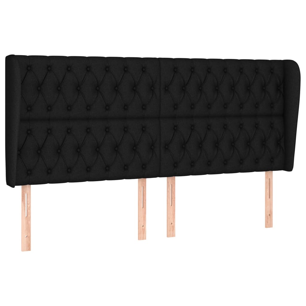 Uzglavlje s ušima crno 203x23x118/128 cm od tkanine