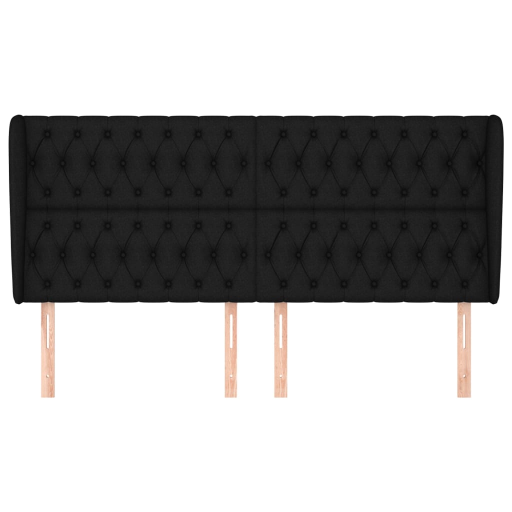 Uzglavlje s ušima crno 203x23x118/128 cm od tkanine