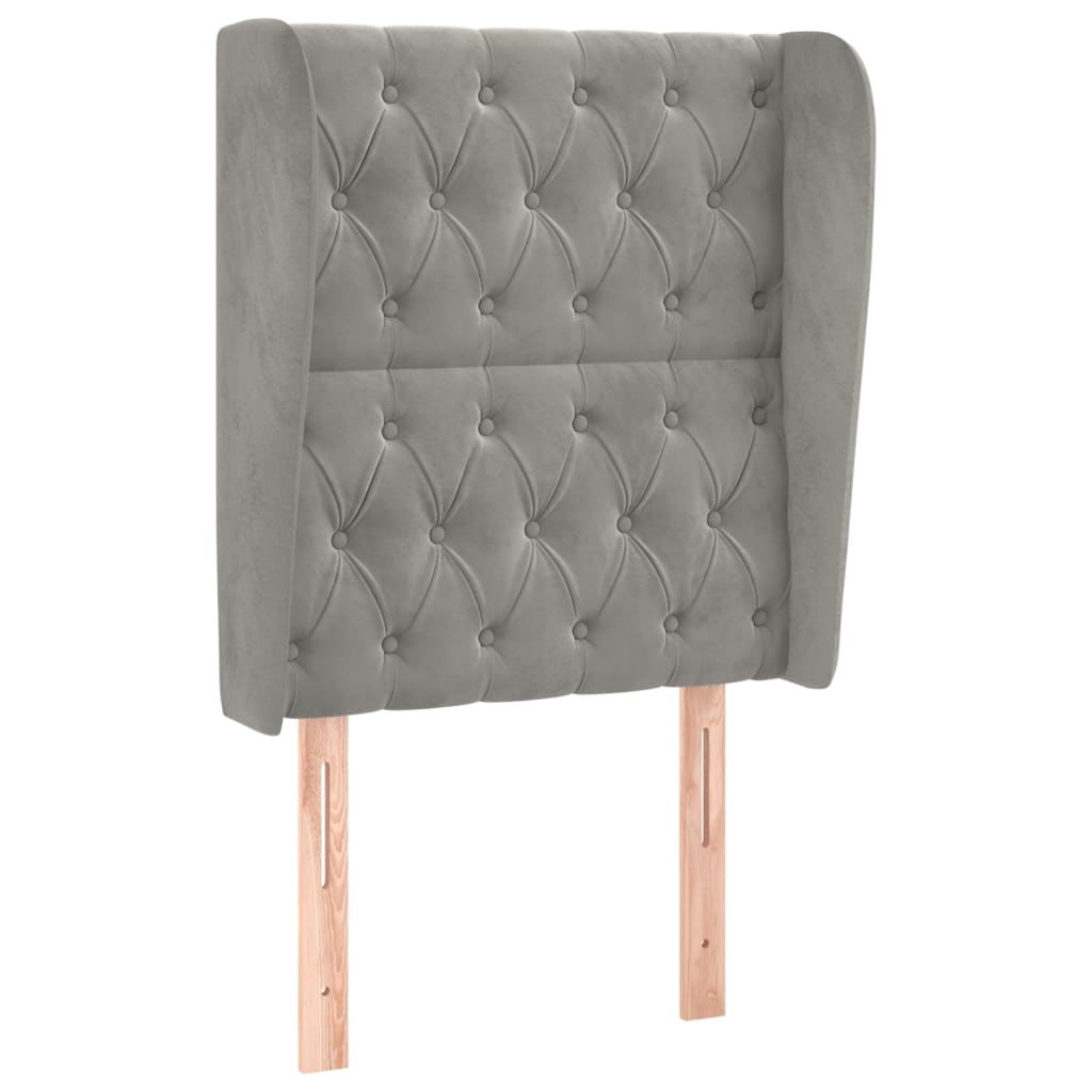Uzglavlje s ušima svjetlosivo 83 x 23 x 118/128 cm baršunasto