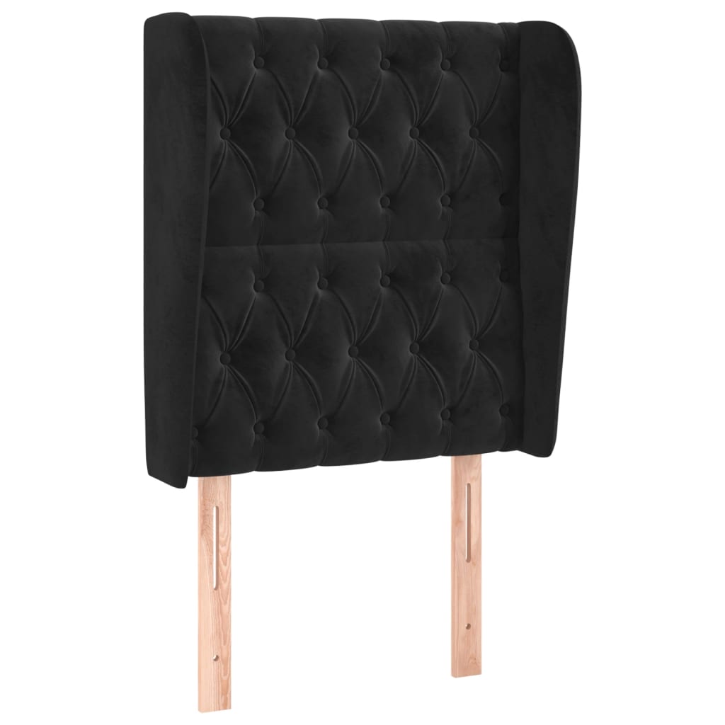 Uzglavlje s ušima crno 83 x 23 x 118/128 cm baršunasto