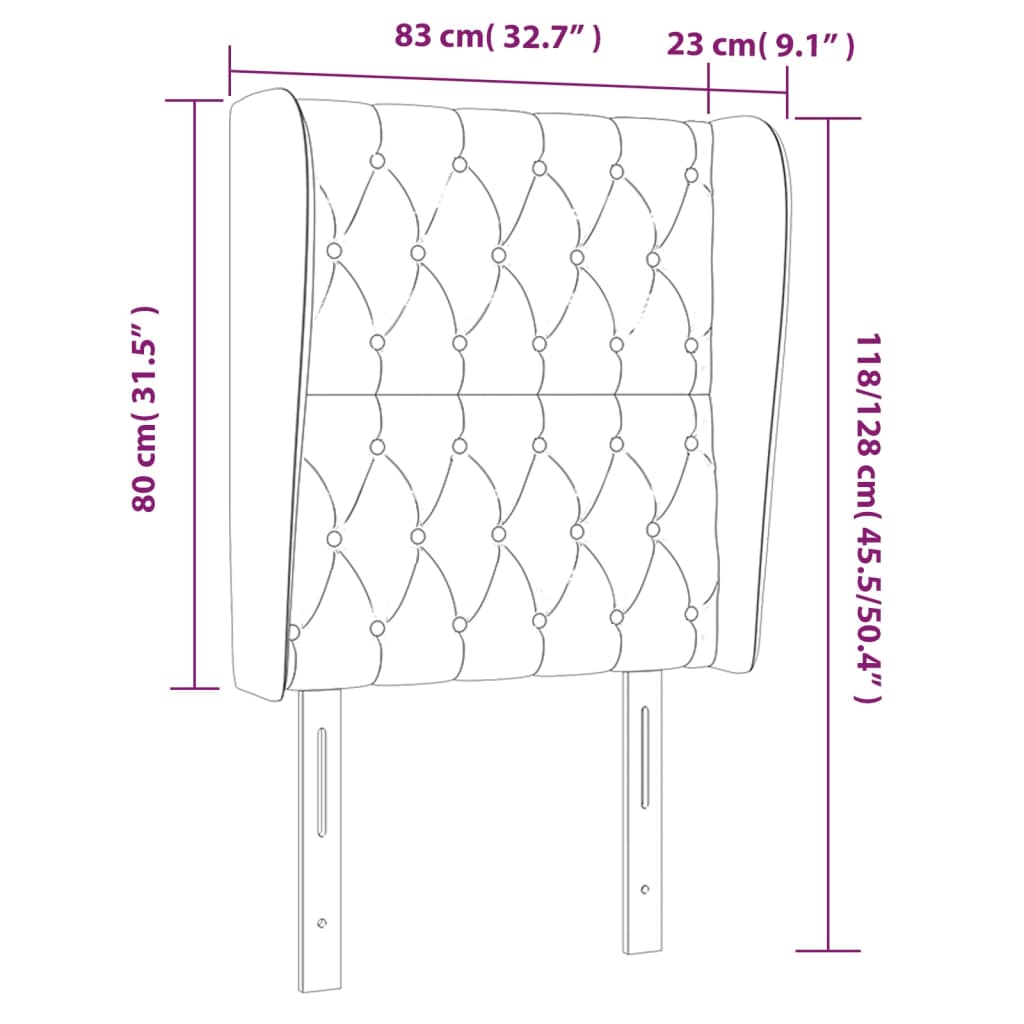 Uzglavlje s ušima ružičasto 83 x 23 x 118/128 cm baršunasto