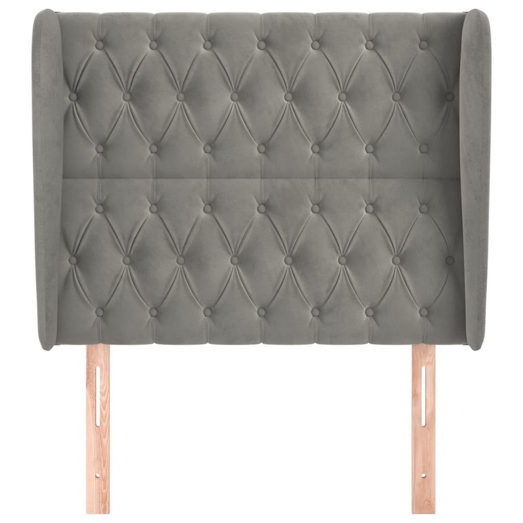 Uzglavlje s ušima svjetlosivo 103x23x118/128 cm baršunasto