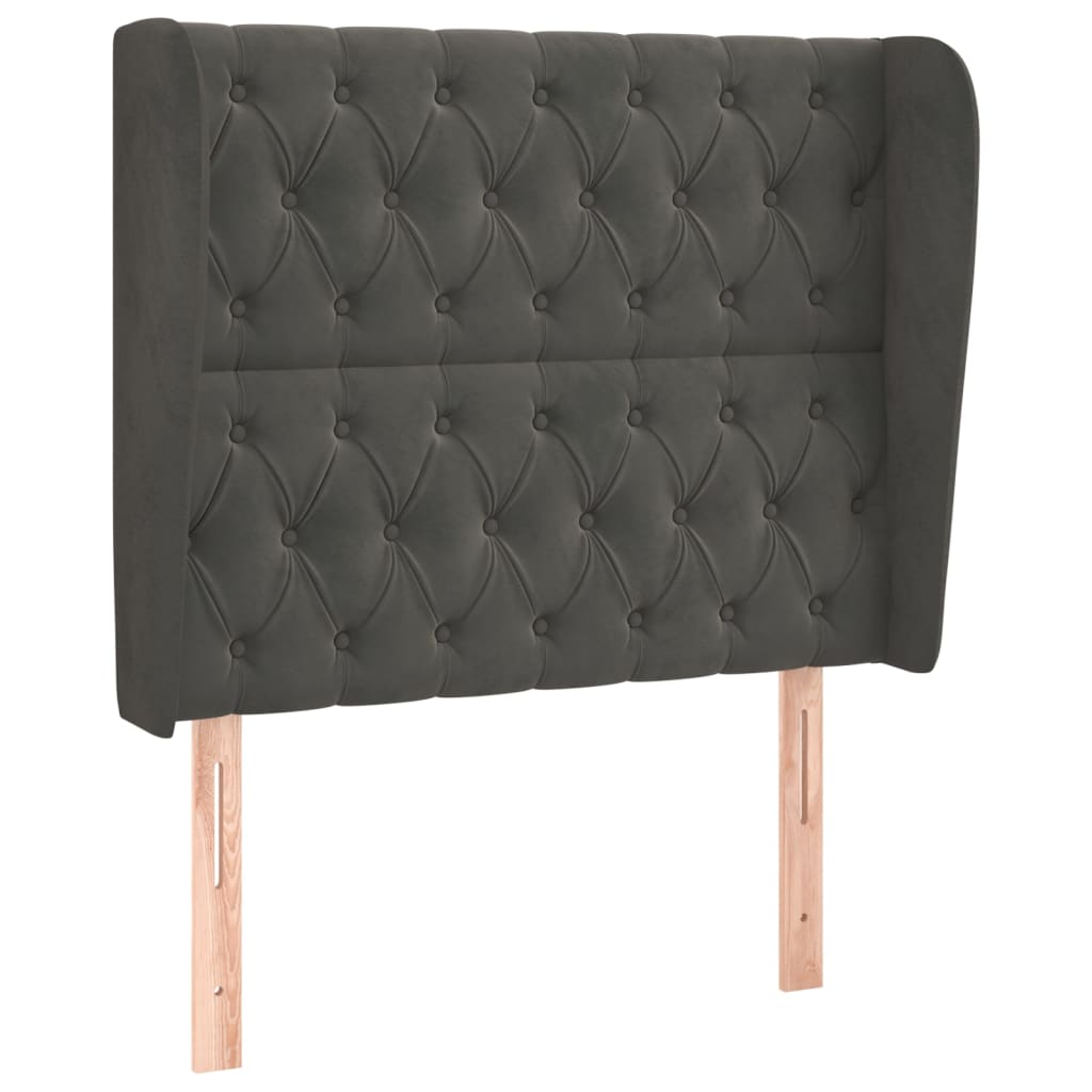 Uzglavlje s ušima tamnosivo 103x23x118/128 cm baršunasto