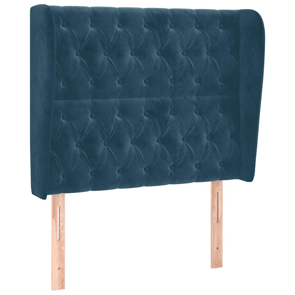 Uzglavlje s ušima tamnoplavo 103x23x118/128 cm baršunasto