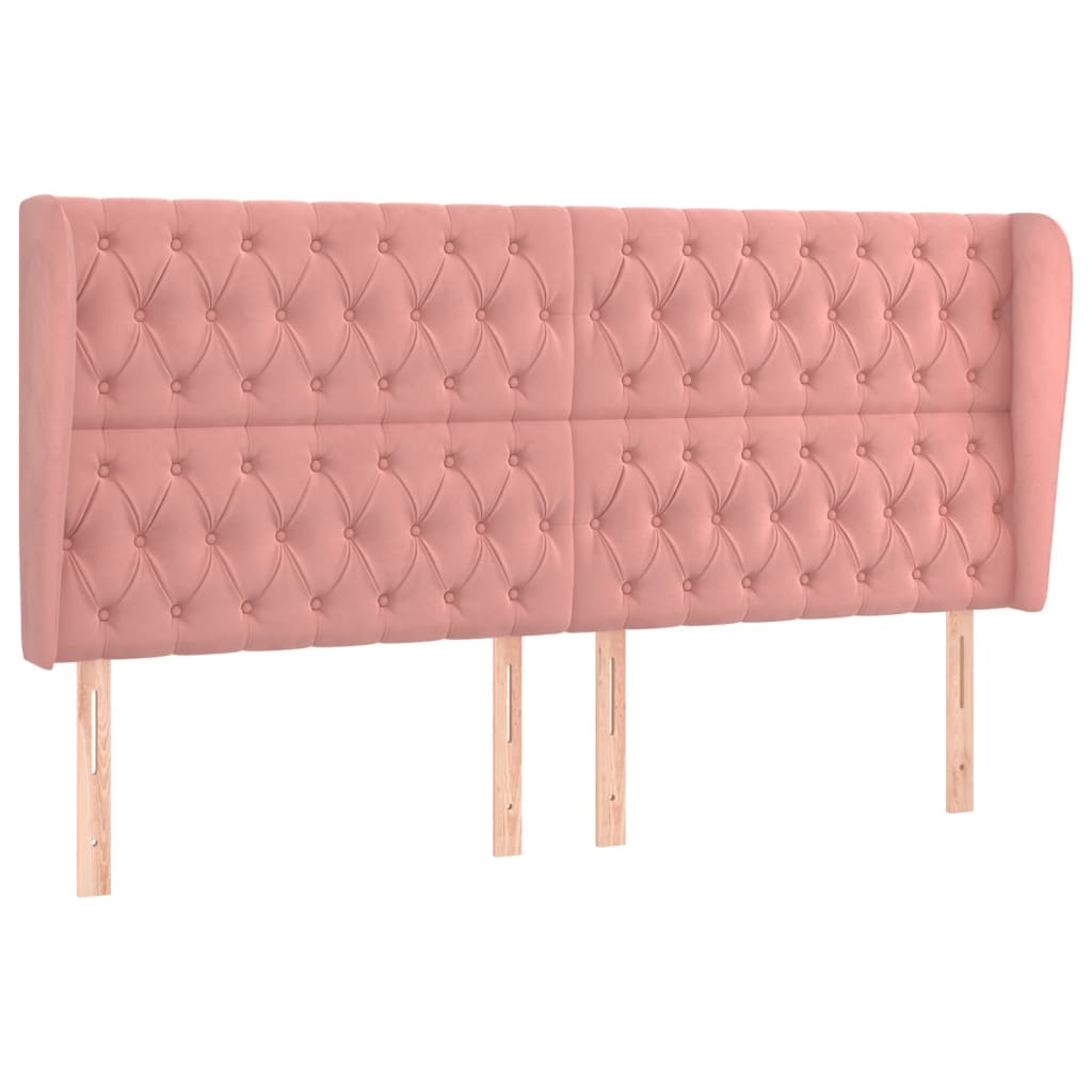 Uzglavlje s ušima ružičasto 163x23x118/128 cm baršunasto