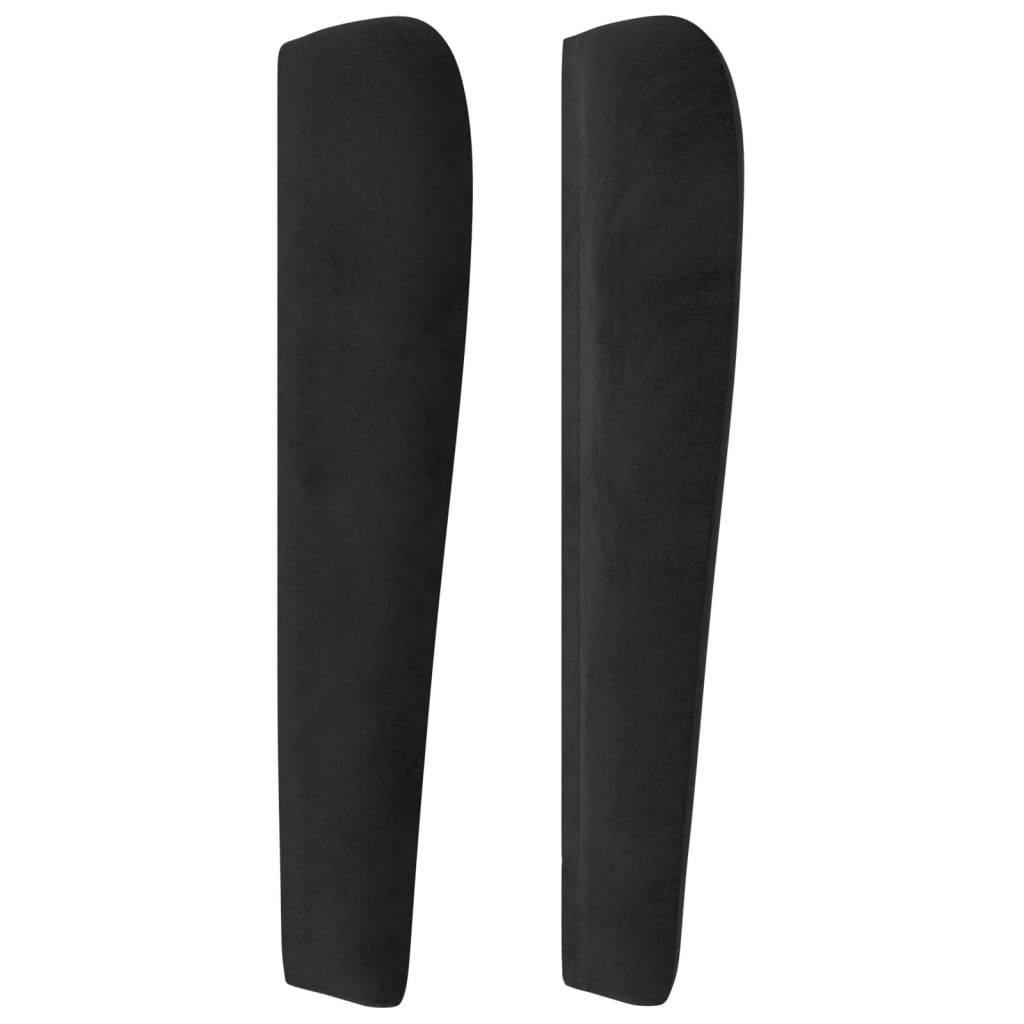 Uzglavlje s ušima crno 203x23x118/128 cm baršunasto