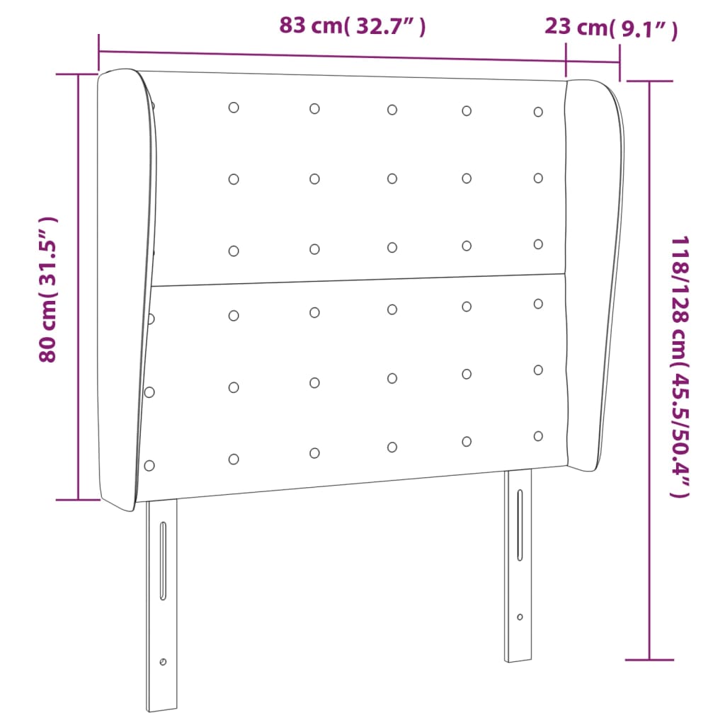 Uzglavlje s ušima tamnosmeđe 83 x 23 x 118/128 cm od tkanine
