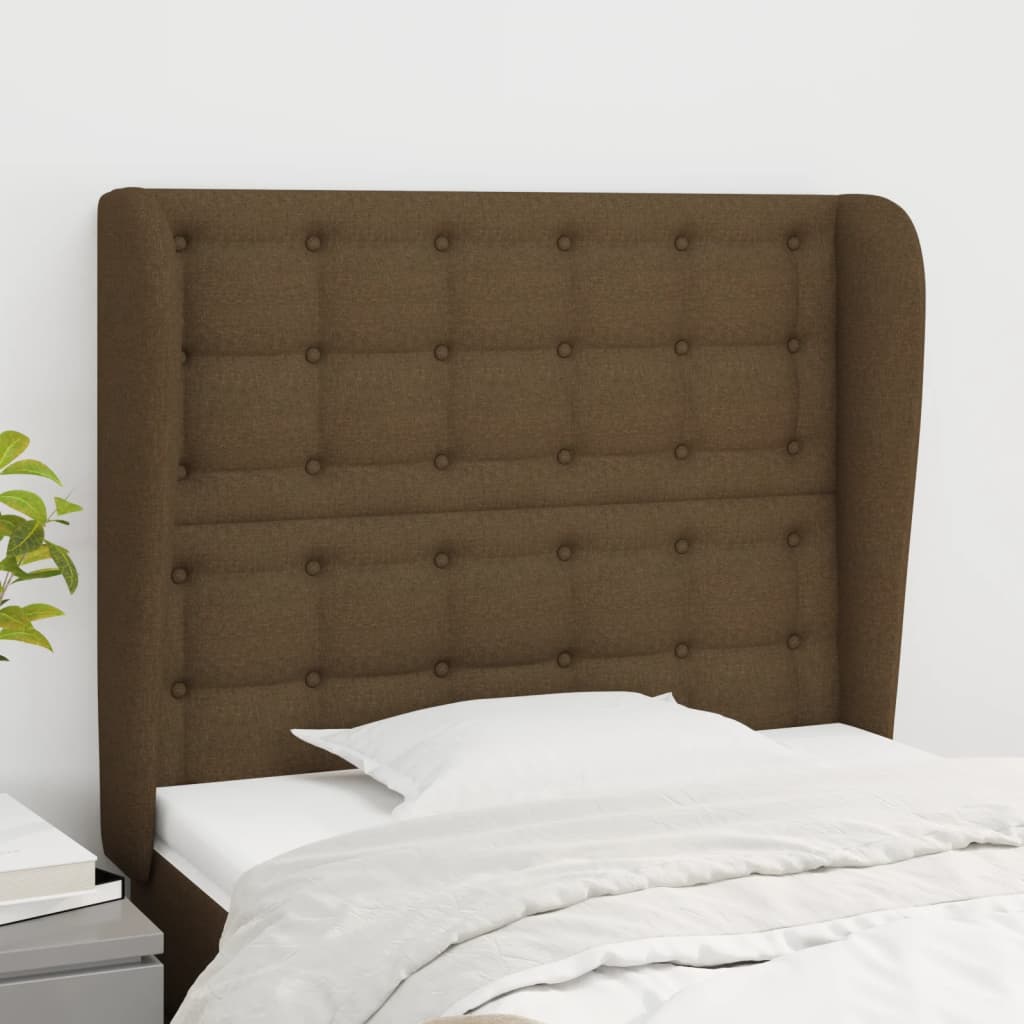 Uzglavlje s ušima tamnosmeđe 83 x 23 x 118/128 cm od tkanine