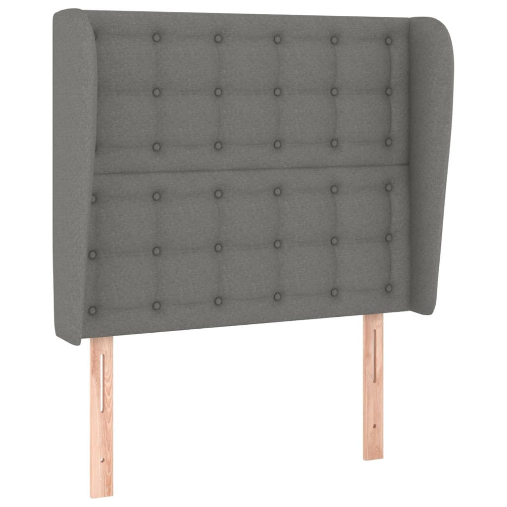 Uzglavlje s ušima tamnosivo 93x23x118/128 cm od tkanine