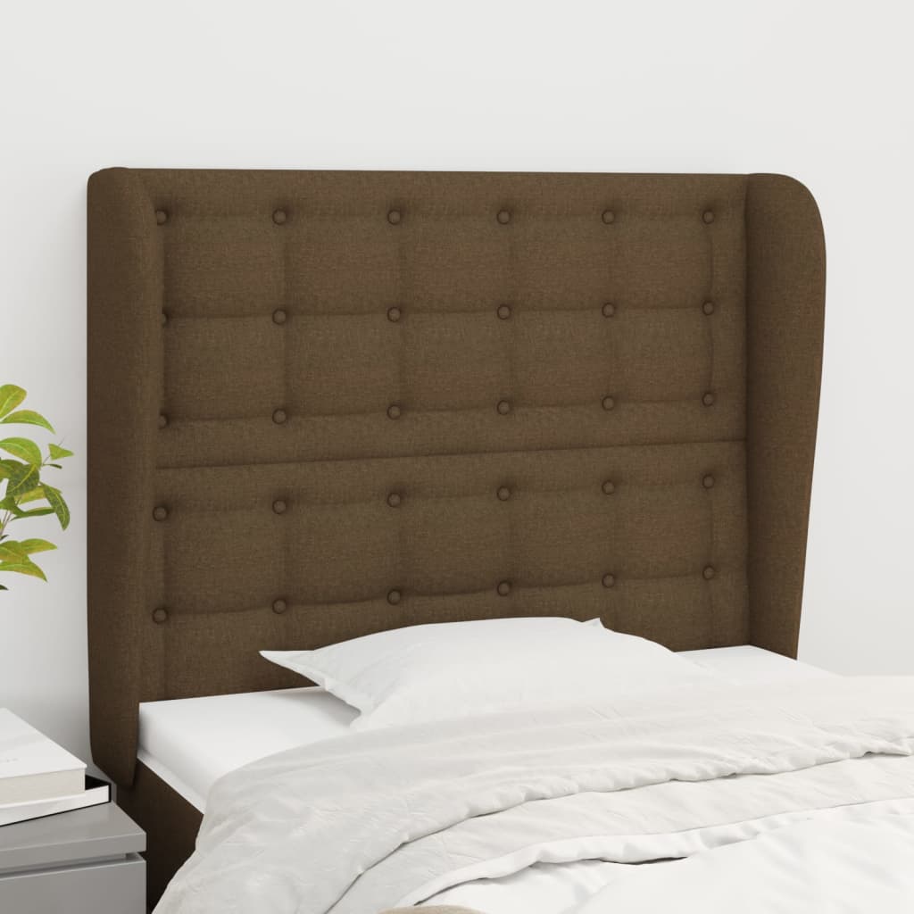 Uzglavlje s ušima tamnosmeđe 93x23x118/128 cm od tkanine