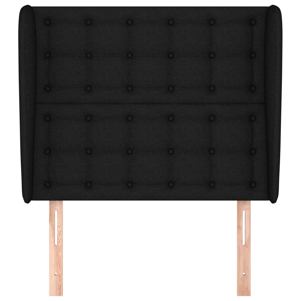 Uzglavlje s ušima crno 103x23x118/128 cm od tkanine