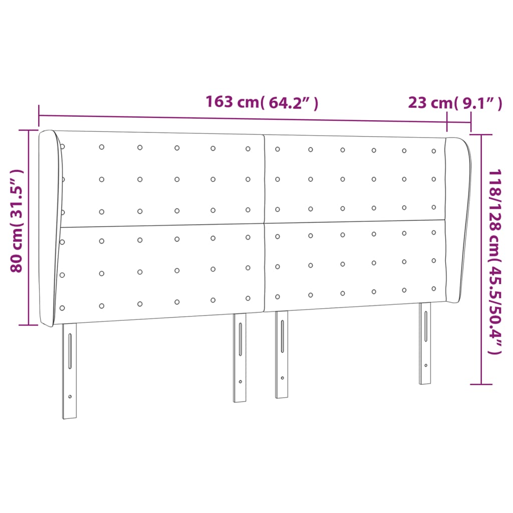Uzglavlje s ušima plavo 163x23x118/128 cm od tkanine