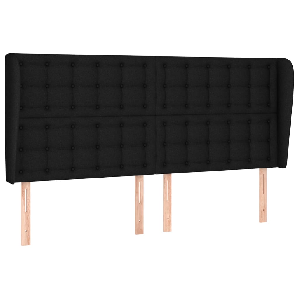 Uzglavlje s ušima crno 203x23x118/128 cm od tkanine