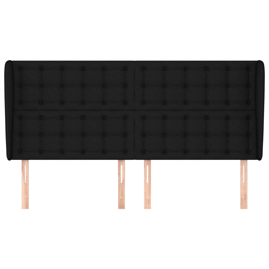 Uzglavlje s ušima crno 203x23x118/128 cm od tkanine