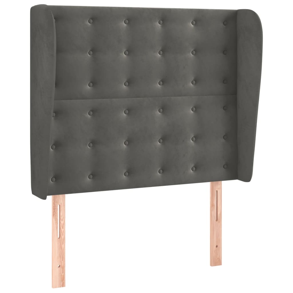 Uzglavlje s ušima tamnosivo 83 x 23 x 118/128 cm baršunasto
