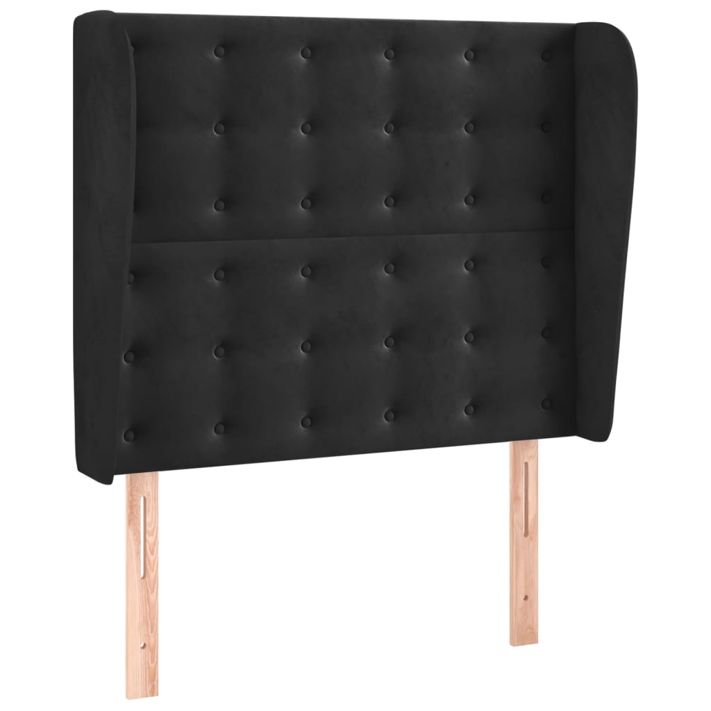 Uzglavlje s ušima crno 83 x 23 x 118/128 cm baršunasto