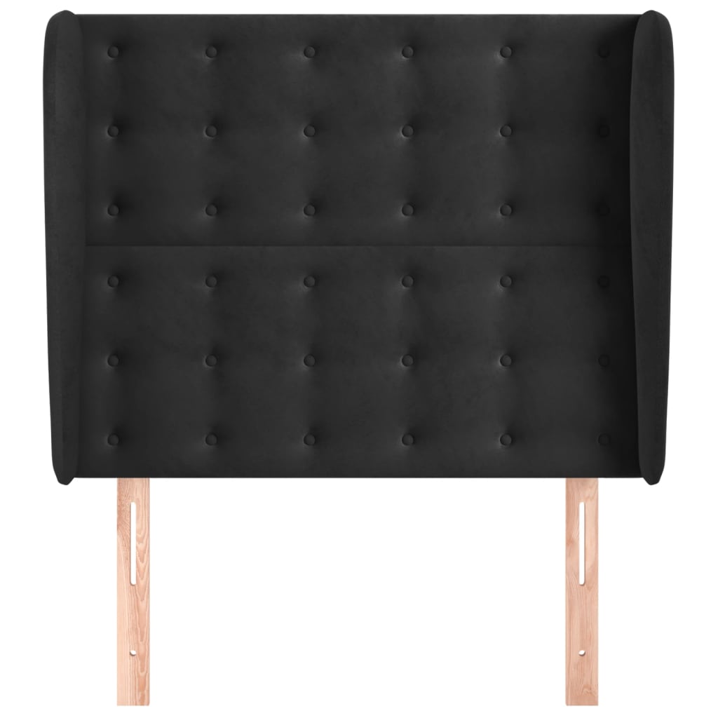 Uzglavlje s ušima crno 83 x 23 x 118/128 cm baršunasto