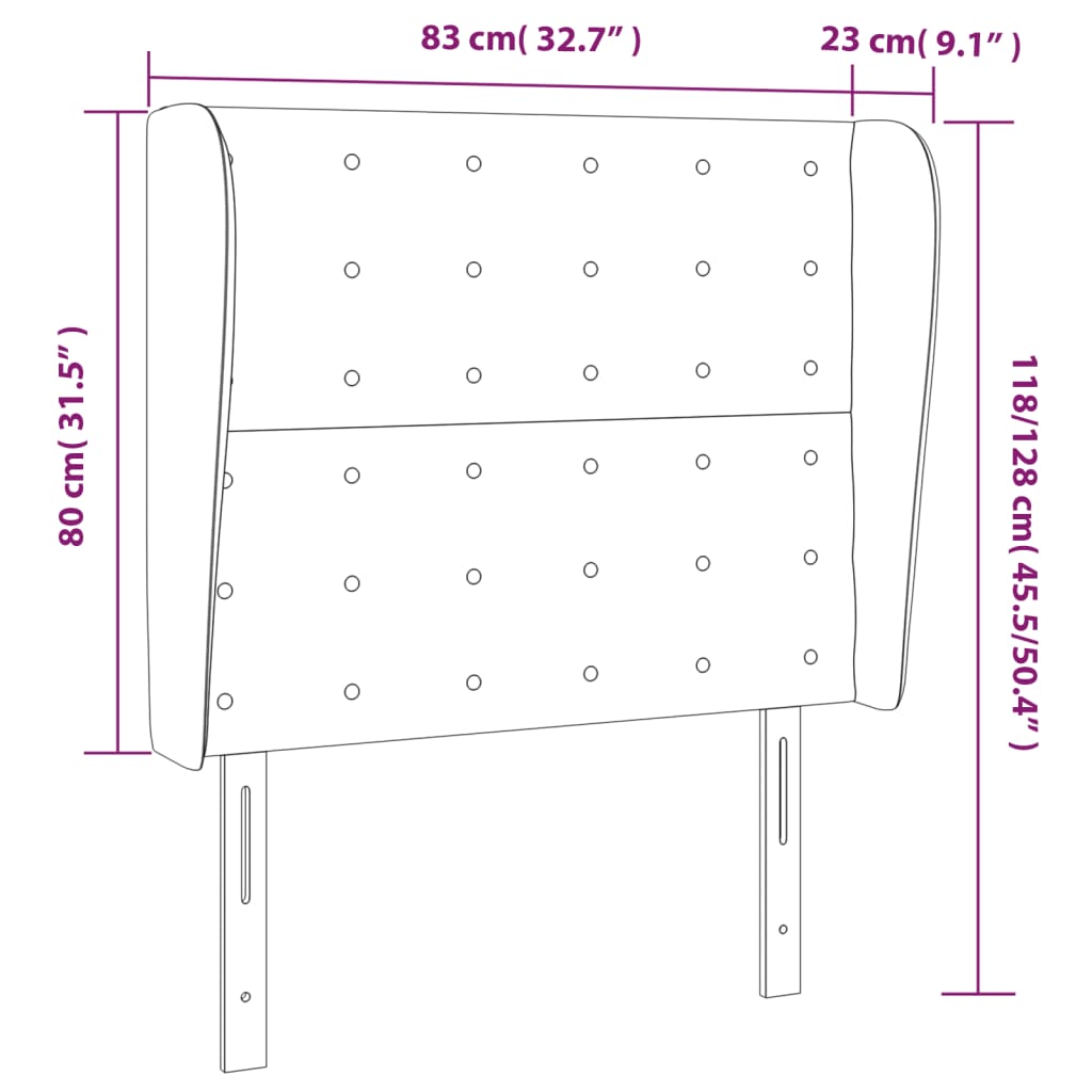 Uzglavlje s ušima ružičasto 83 x 23 x 118/128 cm baršunasto