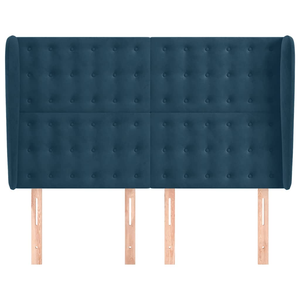 Uzglavlje s ušima tamnoplavo 147x23x118/128 cm baršunasto