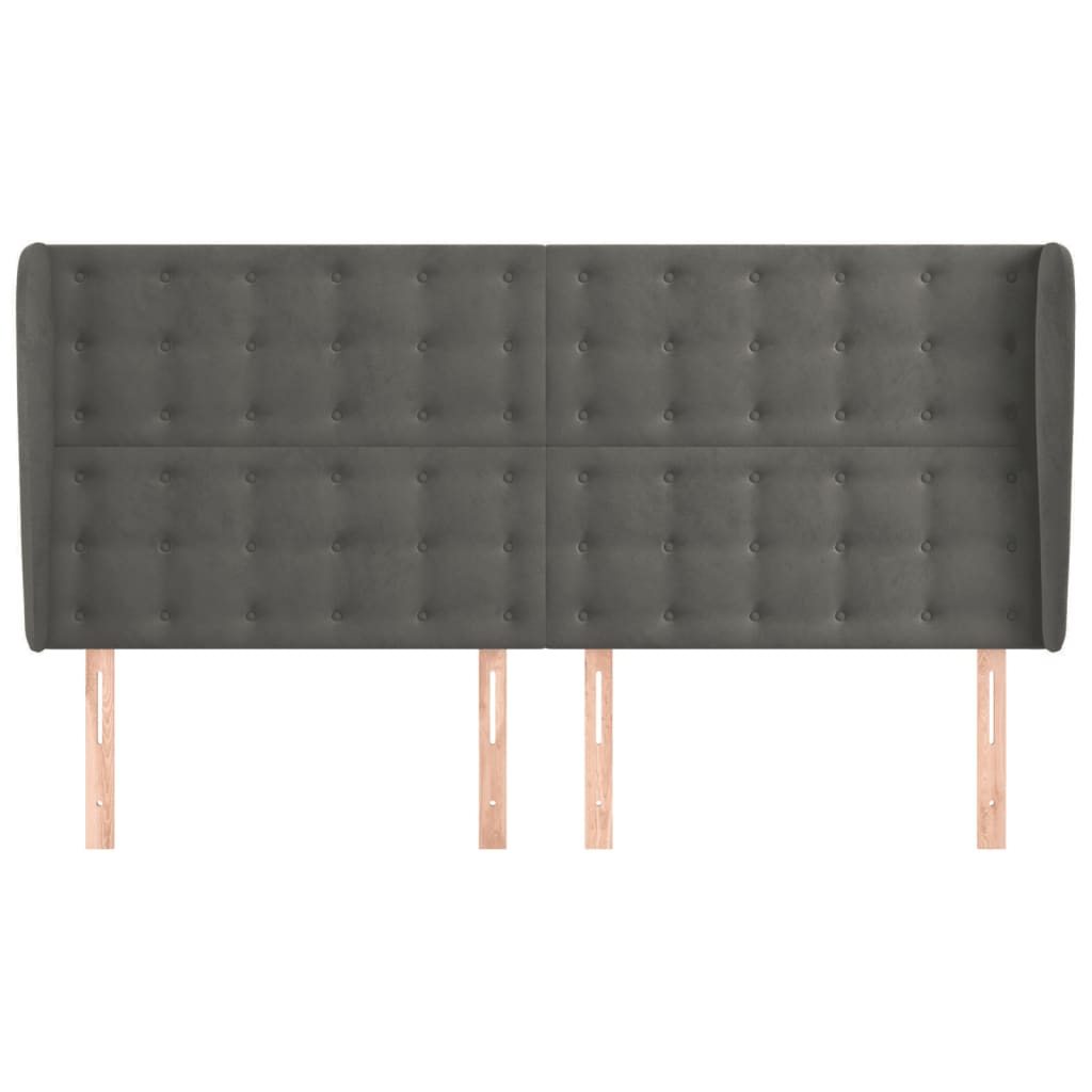 Uzglavlje s ušima tamnosivo 163x23x118/128 cm baršunasto