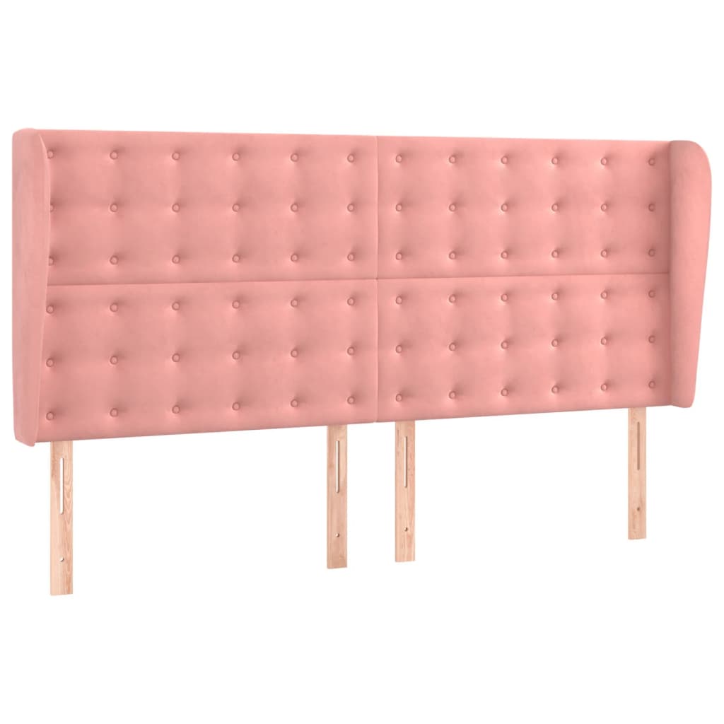 Uzglavlje s ušima ružičasto 163x23x118/128 cm baršunasto