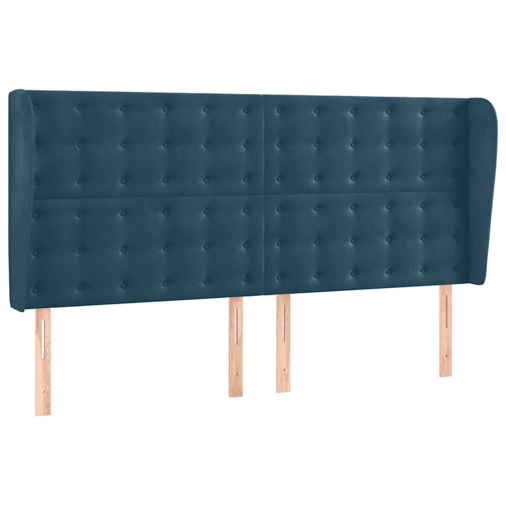 Uzglavlje s ušima tamnoplavo 183x23x118/128 cm baršunasto