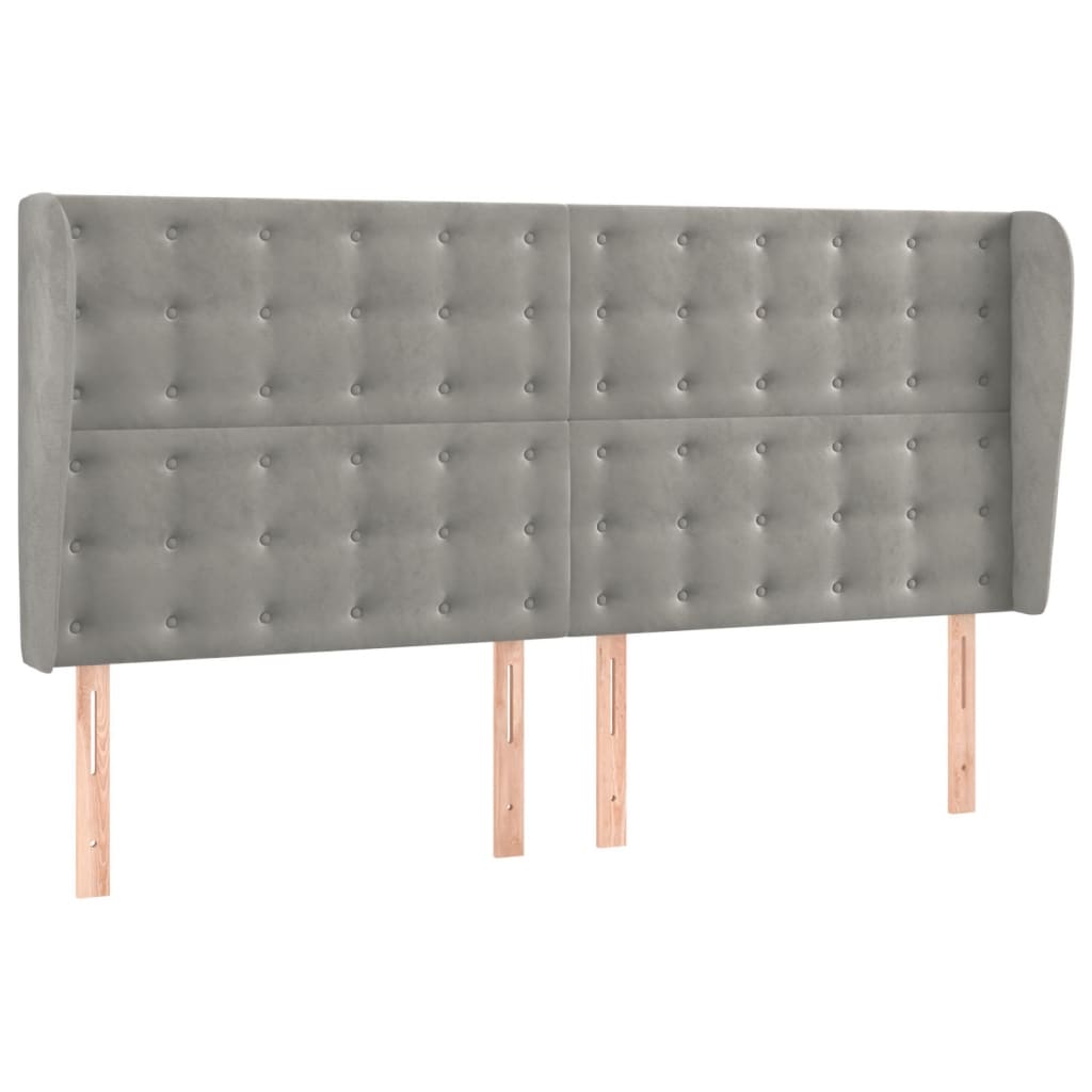 Uzglavlje s ušima svjetlosivo 203x23x118/128 cm baršunasto