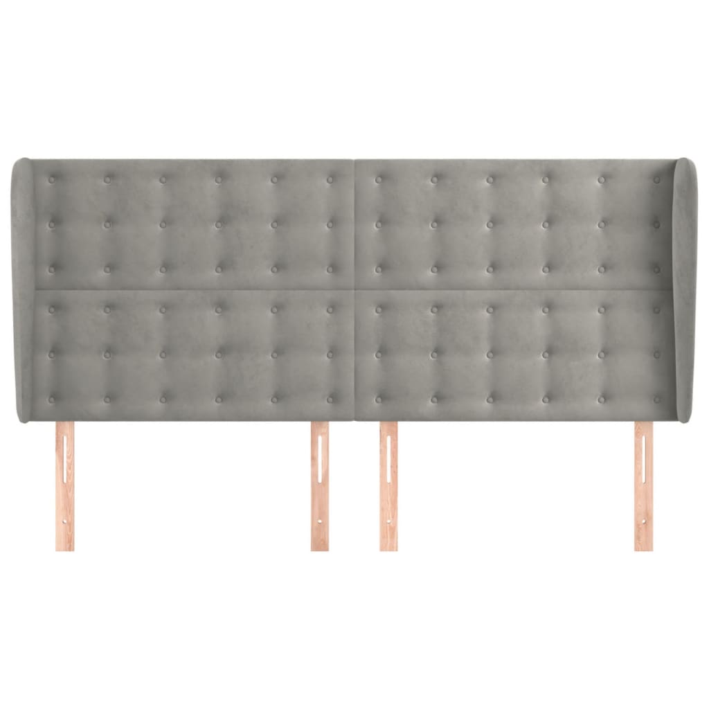 Uzglavlje s ušima svjetlosivo 203x23x118/128 cm baršunasto