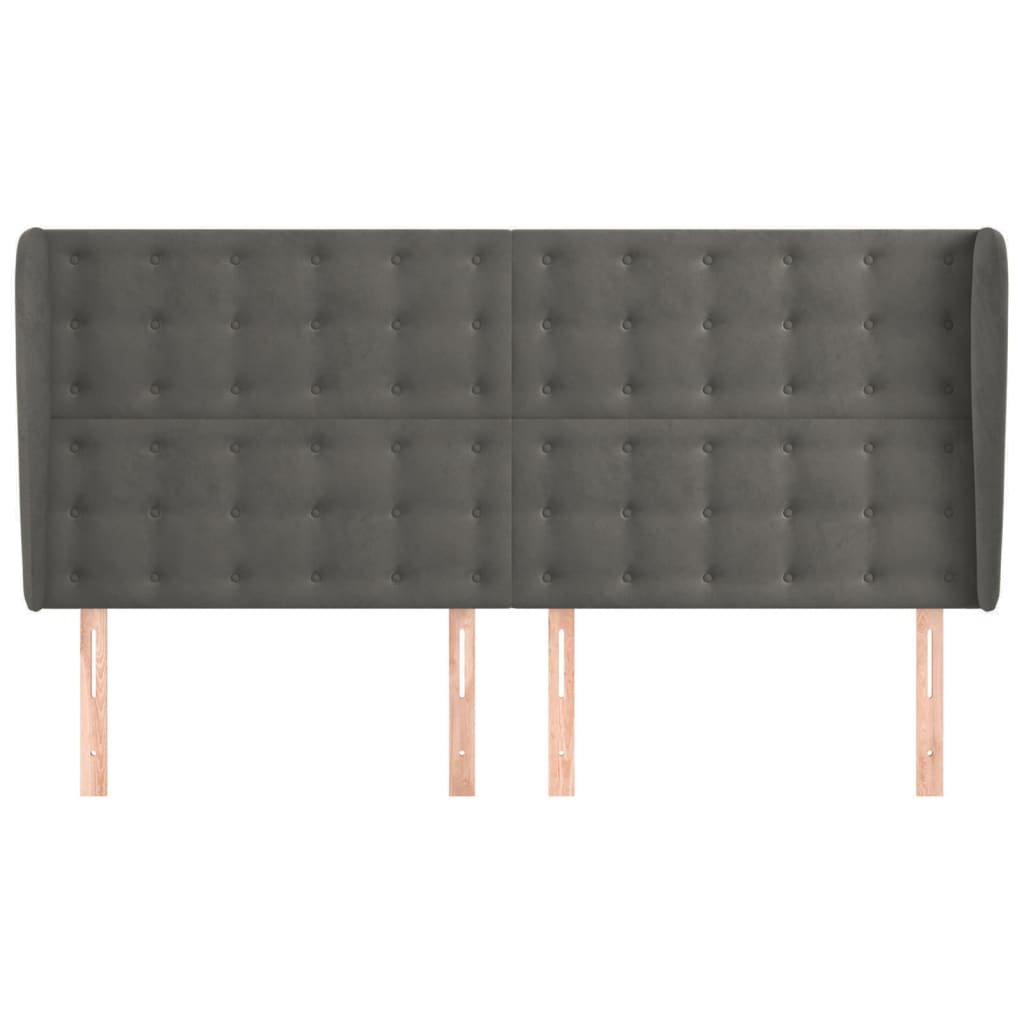 Uzglavlje s ušima tamnosivo 203x23x118/128 cm baršunasto