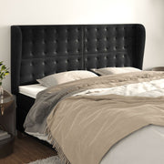 Uzglavlje s ušima crno 203x23x118/128 cm baršunasto