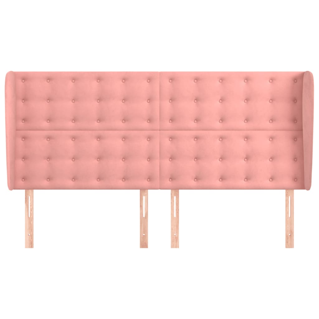 Uzglavlje s ušima ružičasto 203x23x118/128 cm baršunasto