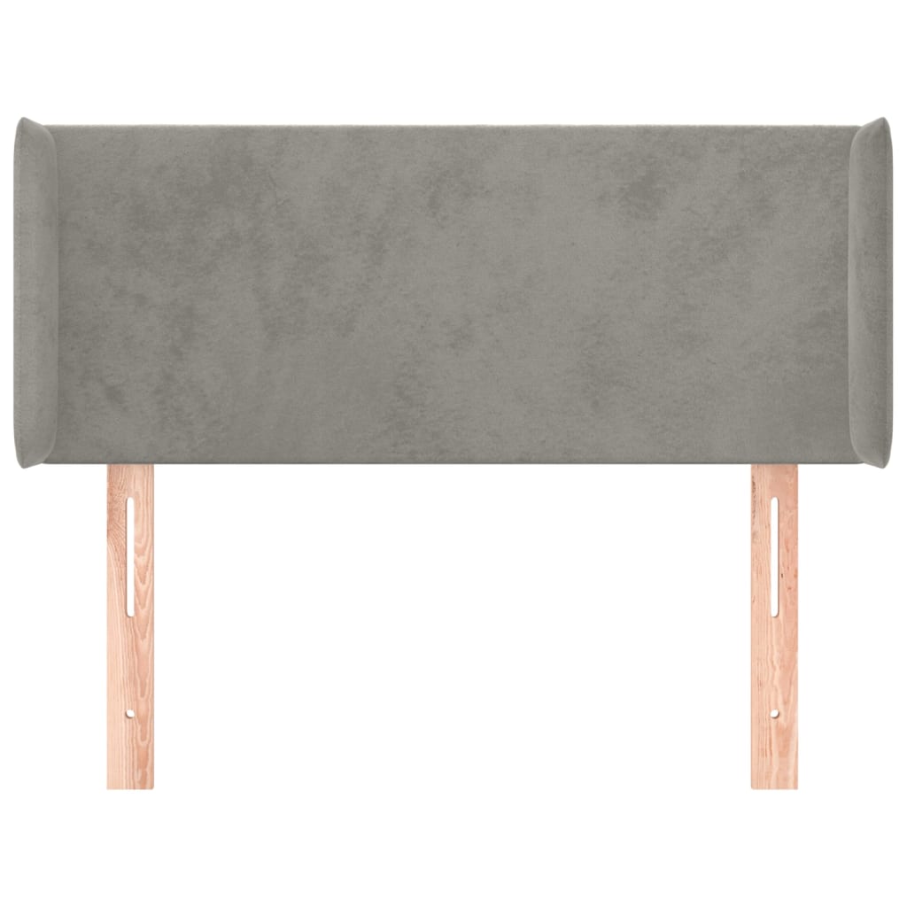 Uzglavlje s ušima svjetlosivo 83x16x78/88 cm baršunasto