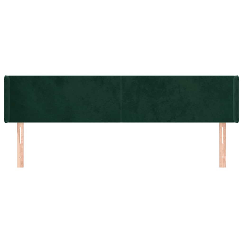 Uzglavlje s ušima tamnozeleno 183x16x78/88 cm baršunasto